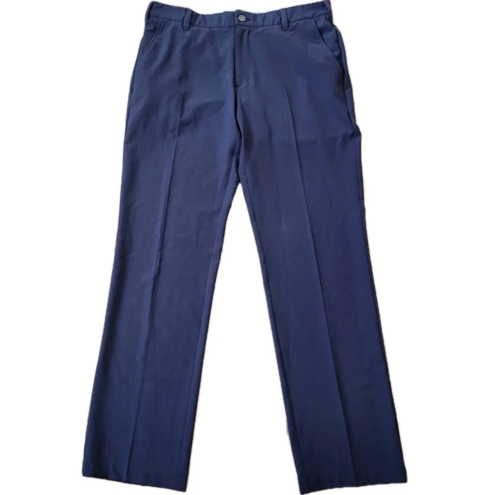 Adidas Navy Polyester Spandex Blend Elastic Waistband Slim-Fit Golf Pants 32/32